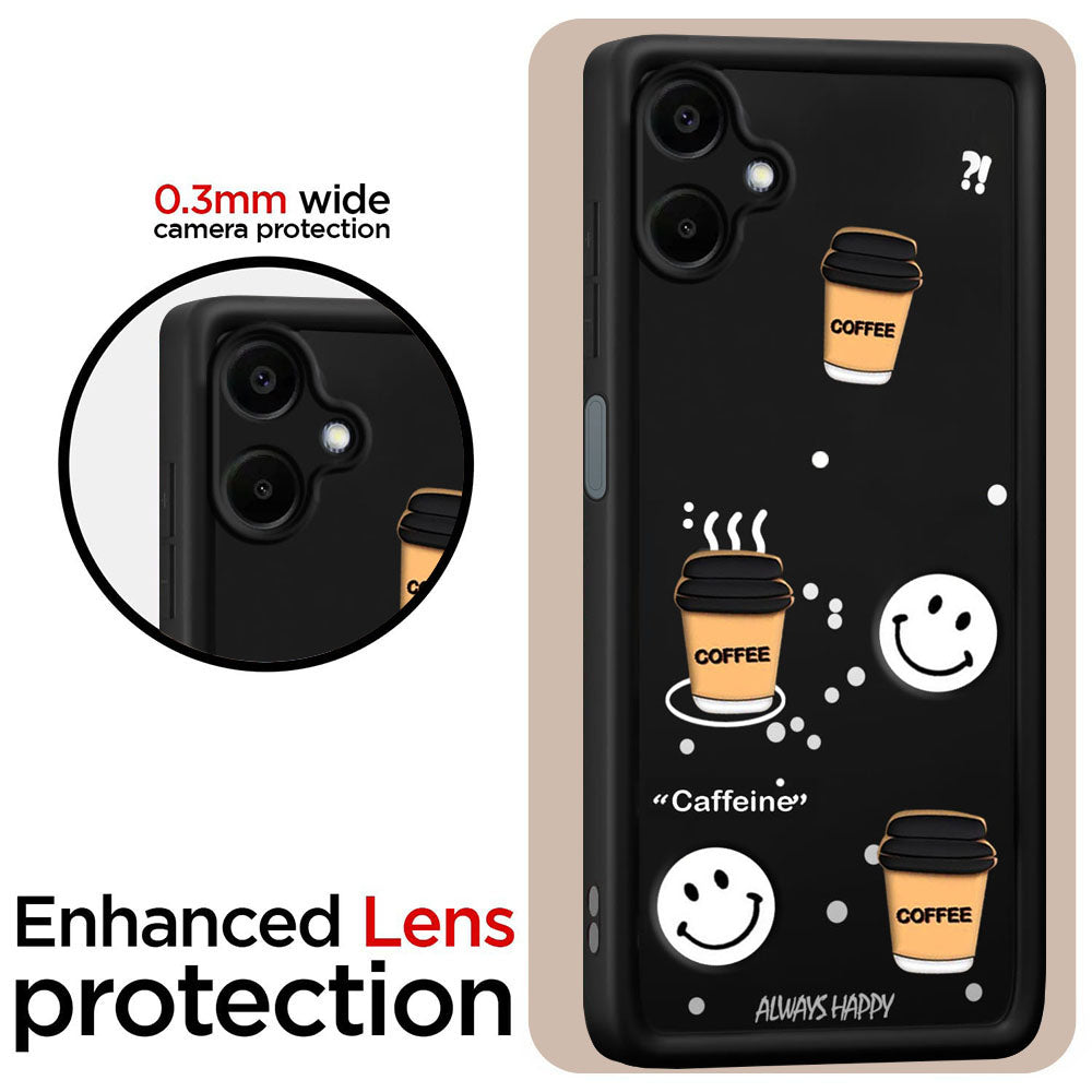 Coffee Mug Theme & Smile Design Back Cover for Samsung Galaxy A06 5G / A06 4G
