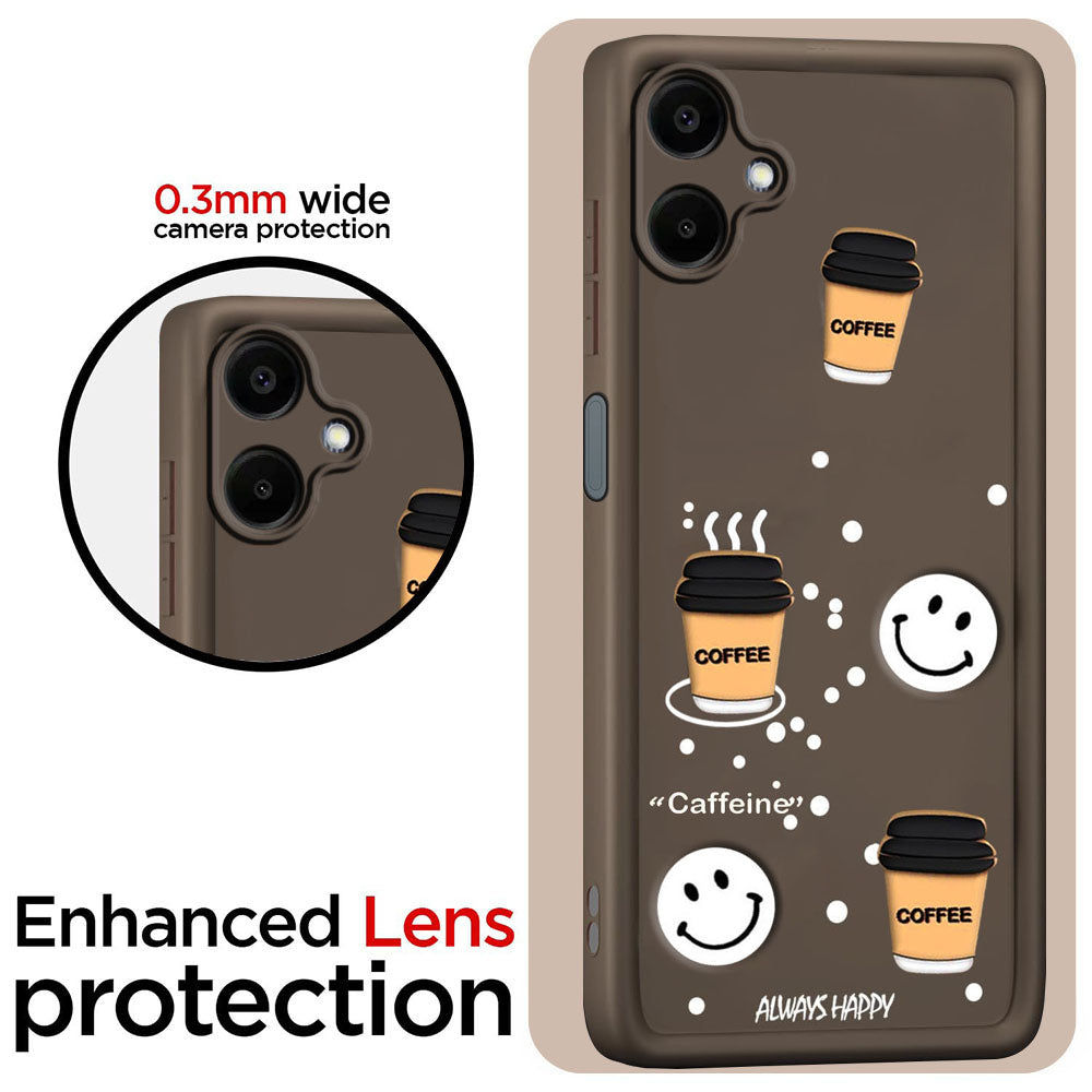 Coffee Mug Theme & Smile Design Back Cover for Samsung Galaxy A06 5G / A06 4G