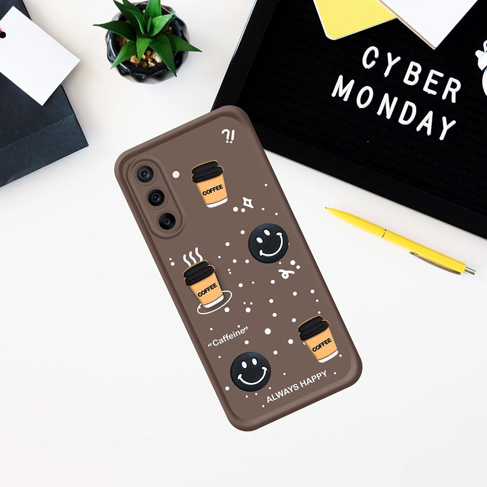 Coffee Mug Theme & Smile Design Back Cover for Samsung Galaxy A26 5G