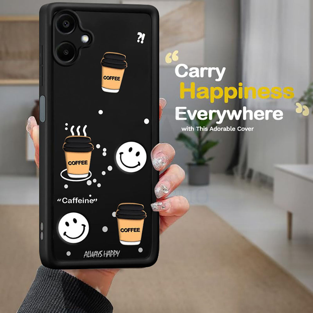 Coffee Mug Theme & Smile Design Back Cover for Samsung Galaxy F06 5G / M06 5G
