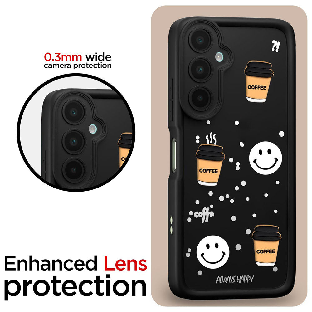 Coffee Mug Theme & Smile Design Back Cover for Samsung Galaxy M16 5G / F16 5G