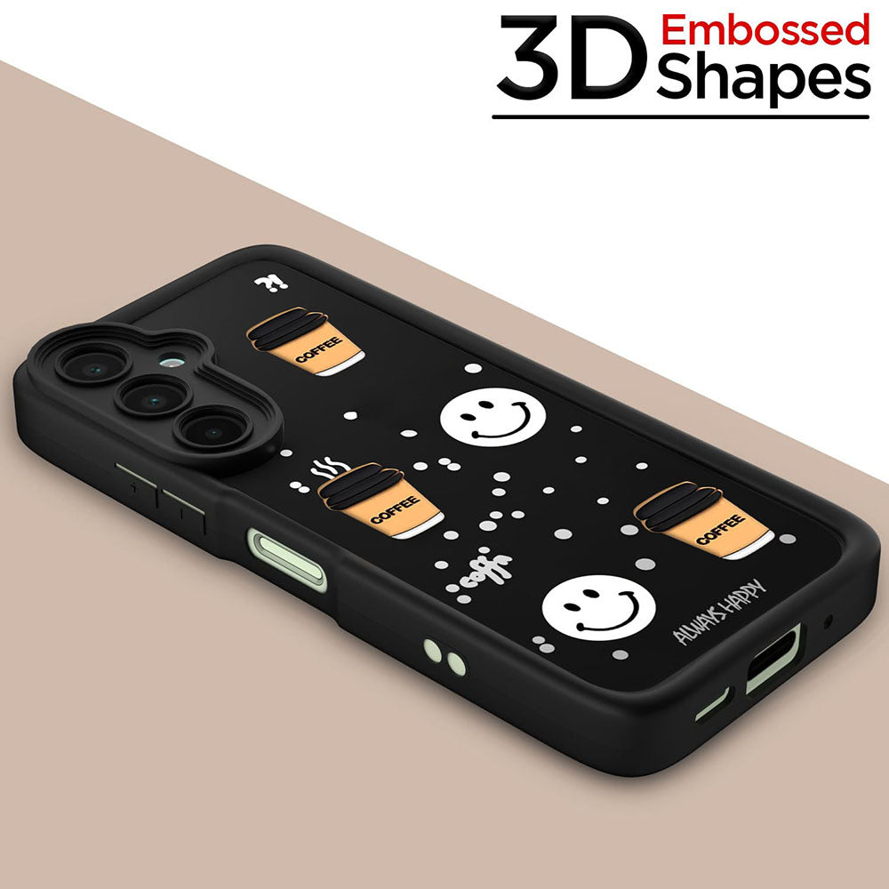 Coffee Mug Theme & Smile Design Back Cover for Samsung Galaxy M16 5G / F16 5G