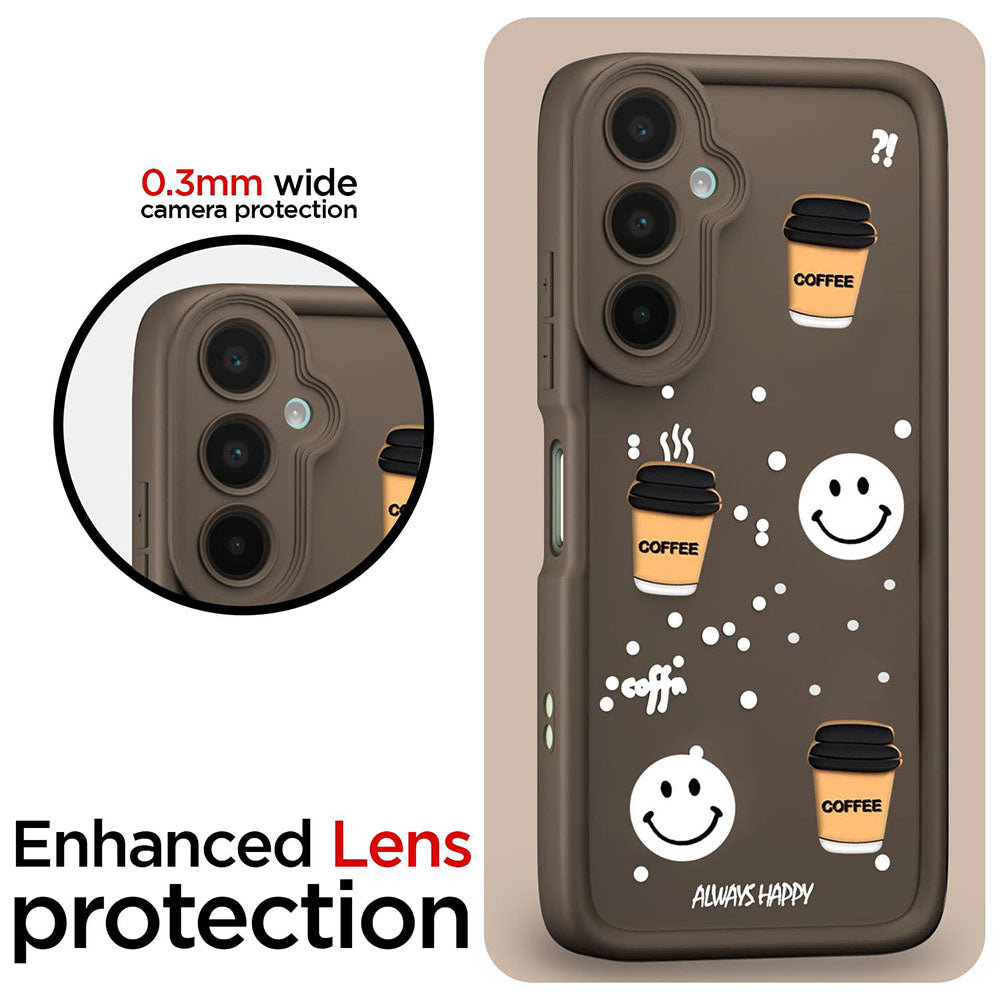Coffee Mug Theme & Smile Design Back Cover for Samsung Galaxy M16 5G / F16 5G