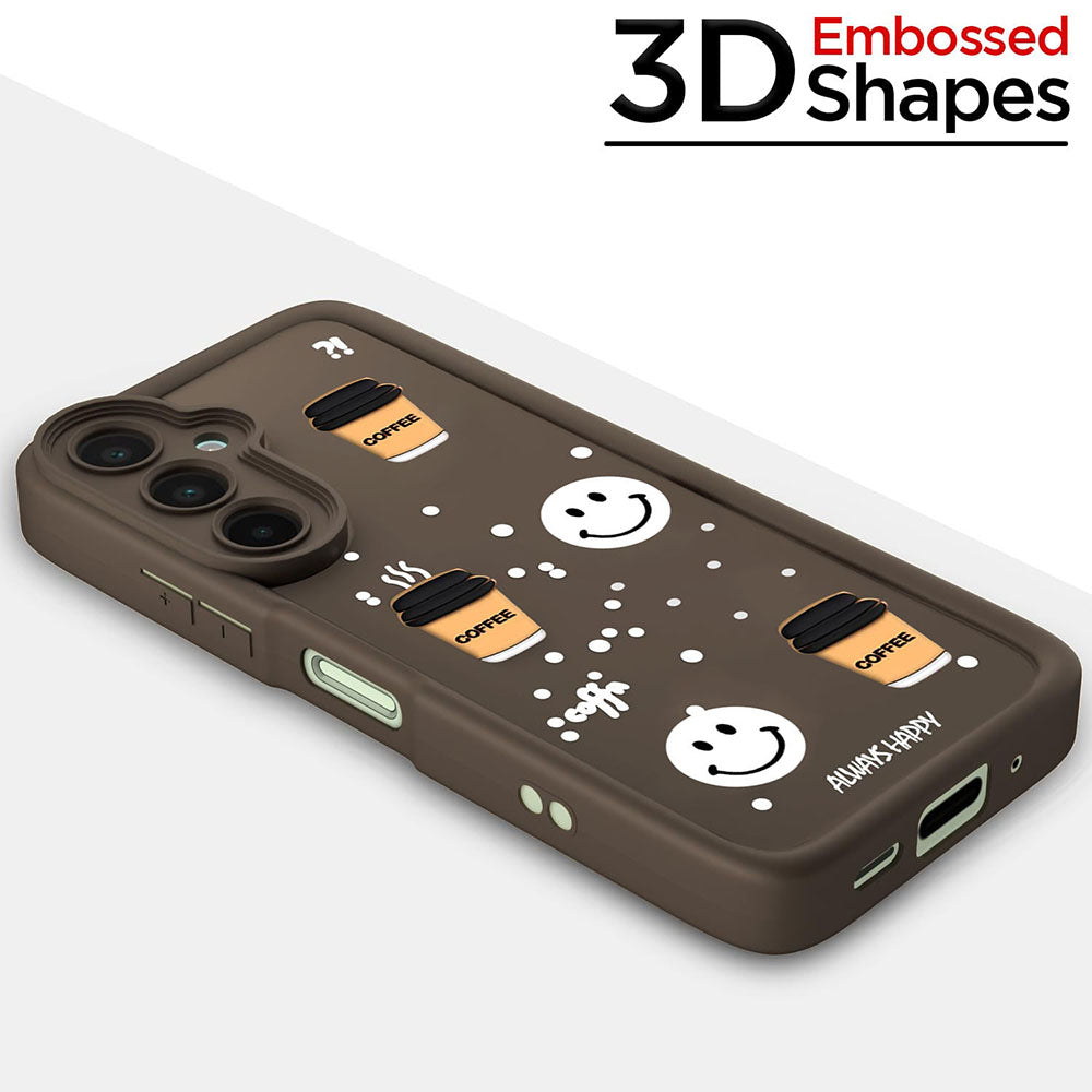 Coffee Mug Theme & Smile Design Back Cover for Samsung Galaxy M16 5G / F16 5G