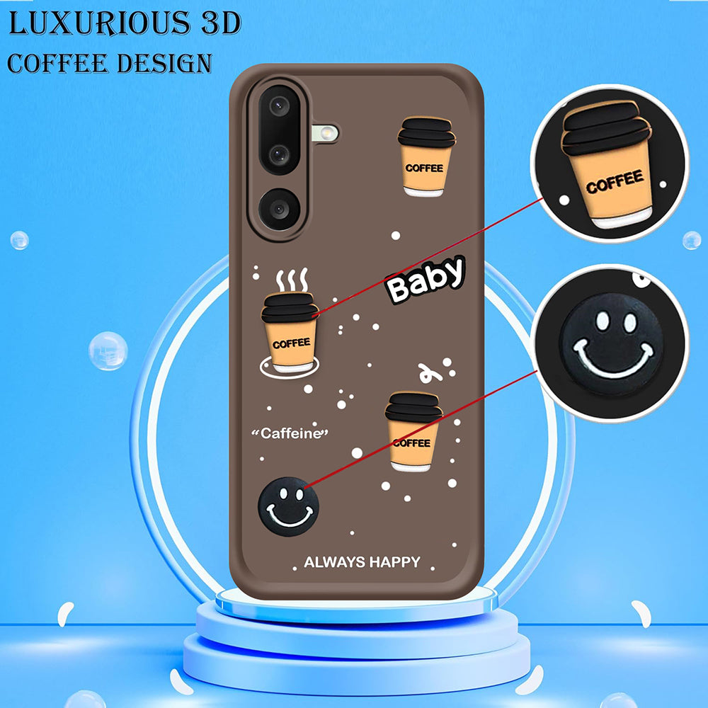 Coffee Mug Theme & Smile Design Back Cover for Samsung Galaxy M56 5G / F56 5G