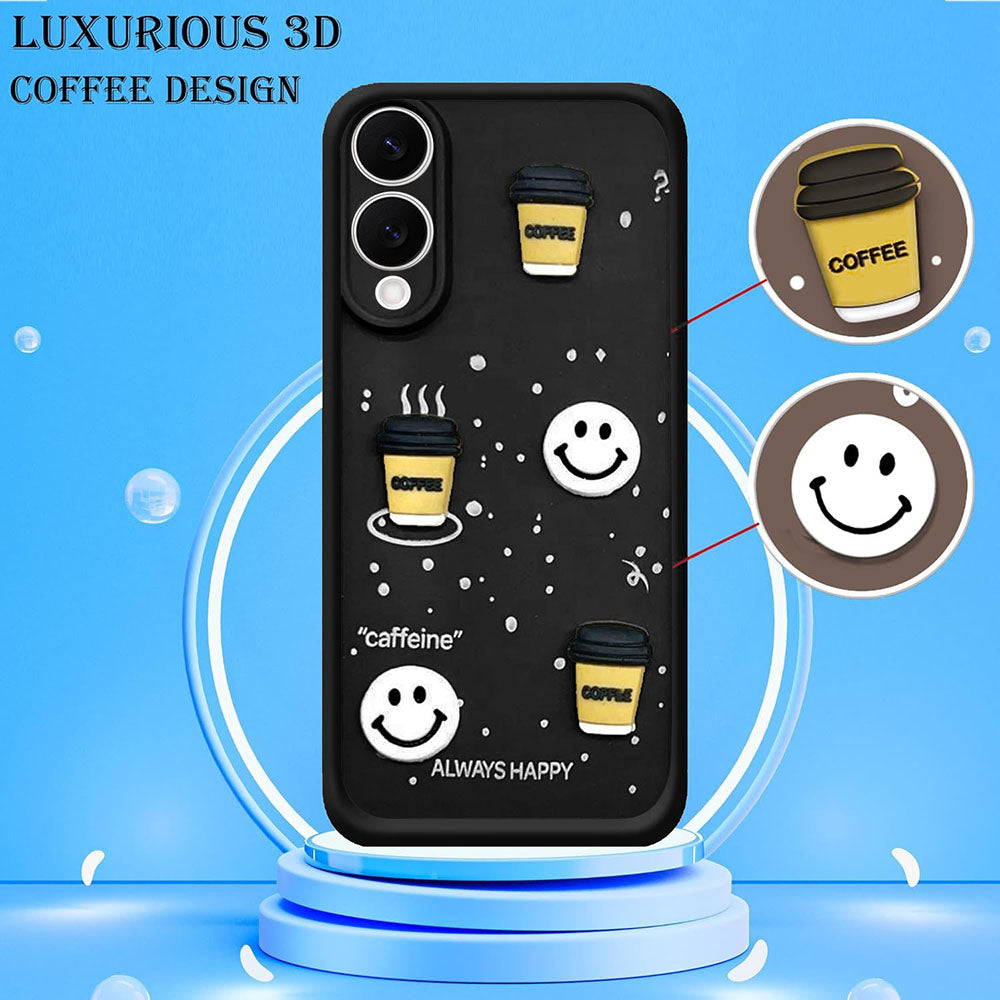 Coffee Mug Theme & Smile Design Back Cover for Samsung Galaxy S25 Edge 5G