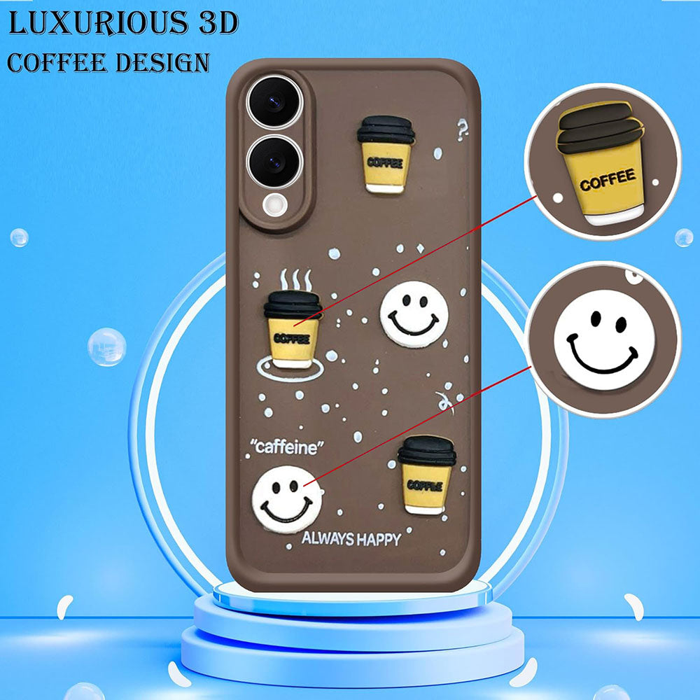 Coffee Mug Theme & Smile Design Back Cover for Samsung Galaxy S25 Edge 5G