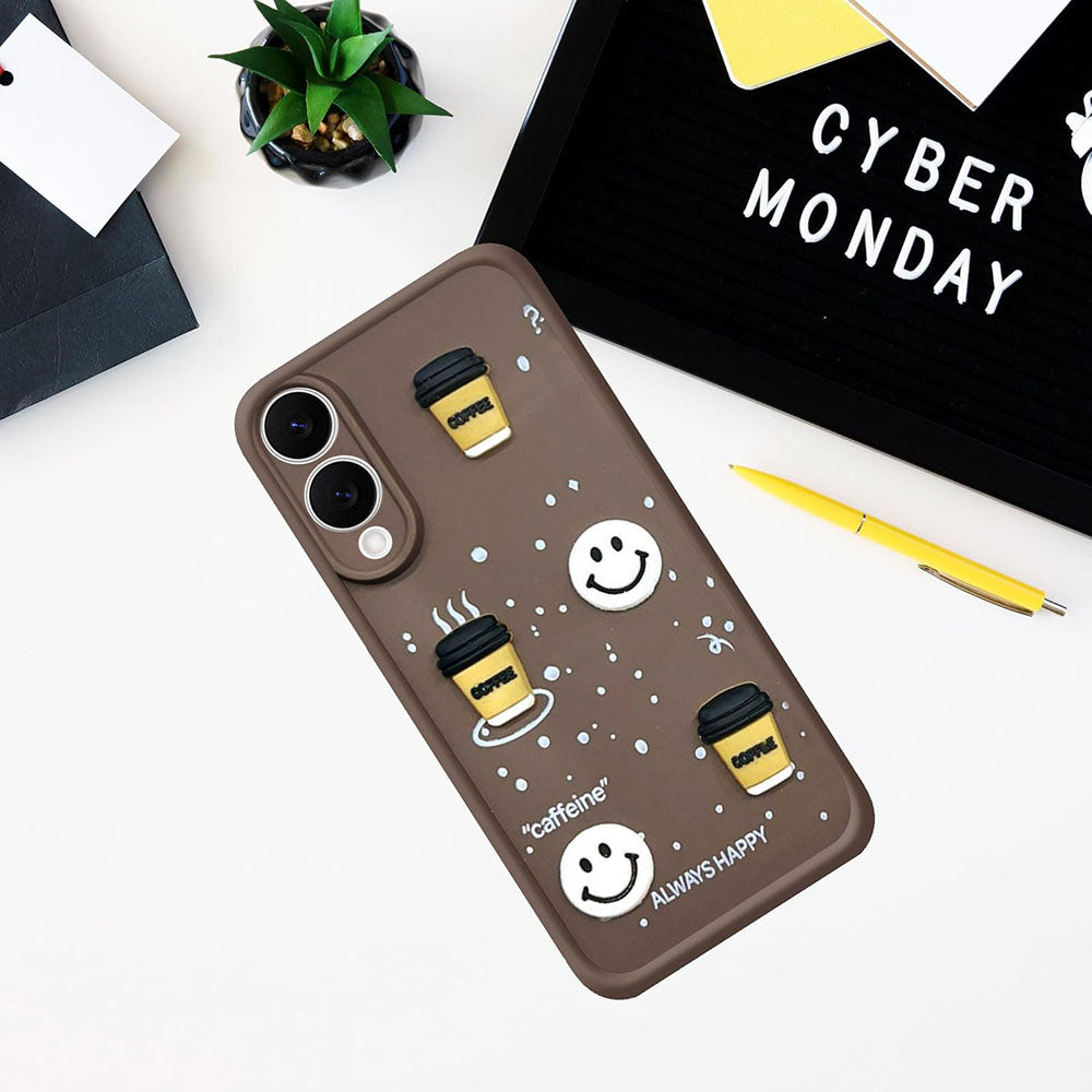 Coffee Mug Theme & Smile Design Back Cover for Samsung Galaxy S25 Edge 5G