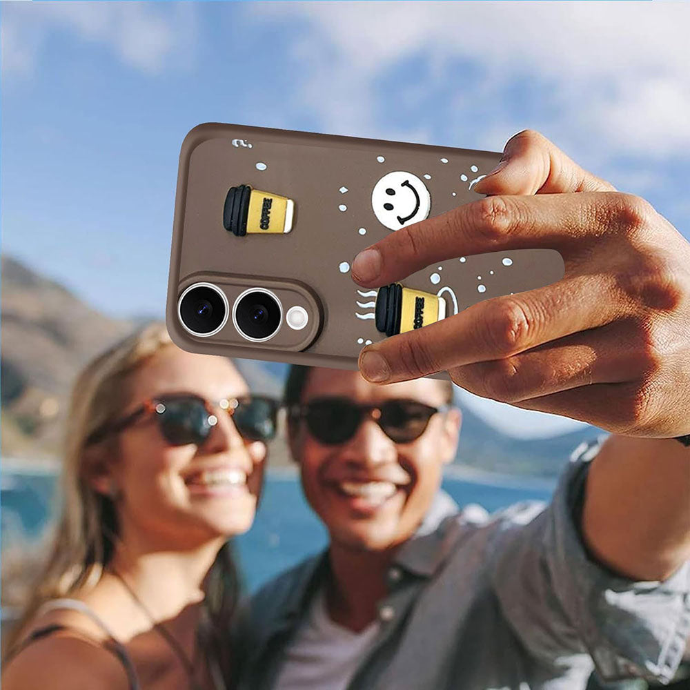 Coffee Mug Theme & Smile Design Back Cover for Samsung Galaxy S25 Edge 5G
