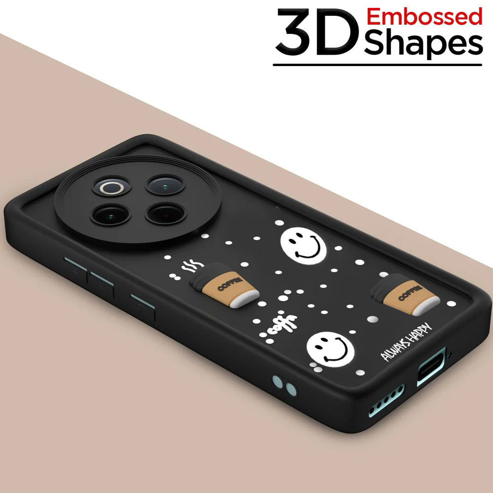 Coffee Mug Theme & Smile Design Back Cover for Vivo T4 5G / Y300 Pro 5G / Y300 Pro Plus 5G / iQOO Z10 5G