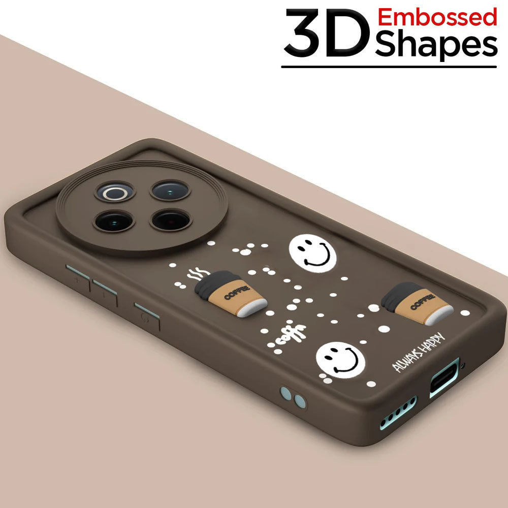 Coffee Mug Theme & Smile Design Back Cover for Vivo T4 5G / Y300 Pro 5G / Y300 Pro Plus 5G / iQOO Z10 5G