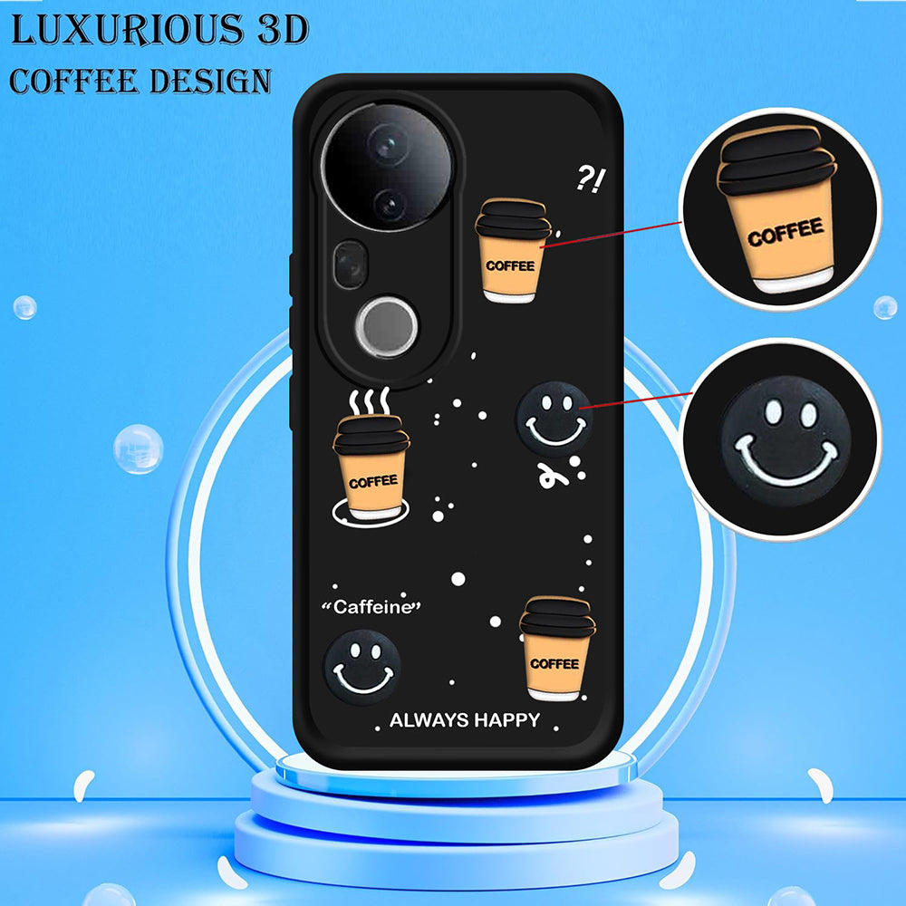 Coffee Mug Theme & Smile Design Back Cover for Vivo T4 Ultra 5G