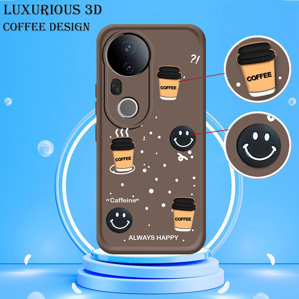 Coffee Mug Theme & Smile Design Back Cover for Vivo T4 Ultra 5G