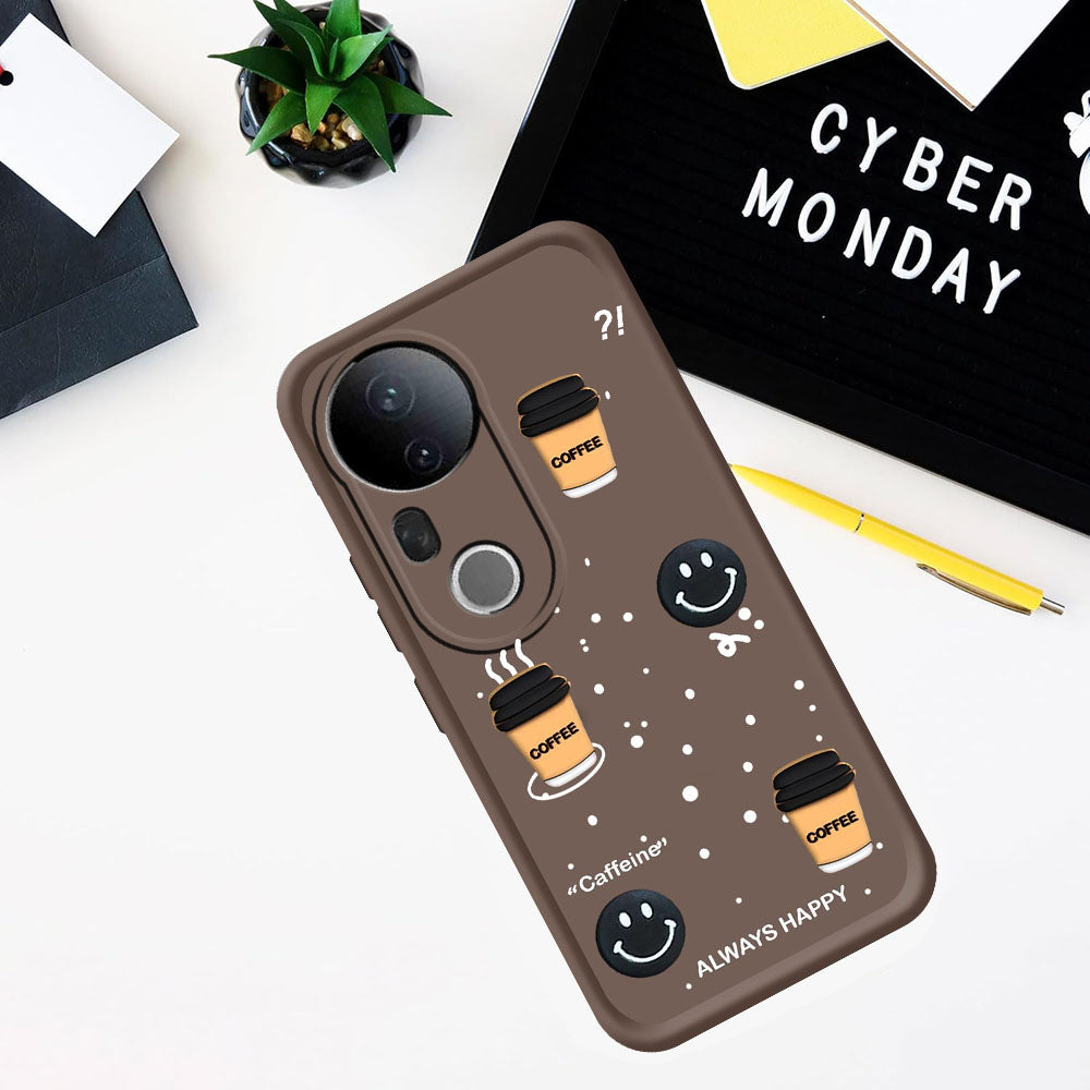 Coffee Mug Theme & Smile Design Back Cover for Vivo T4 Ultra 5G