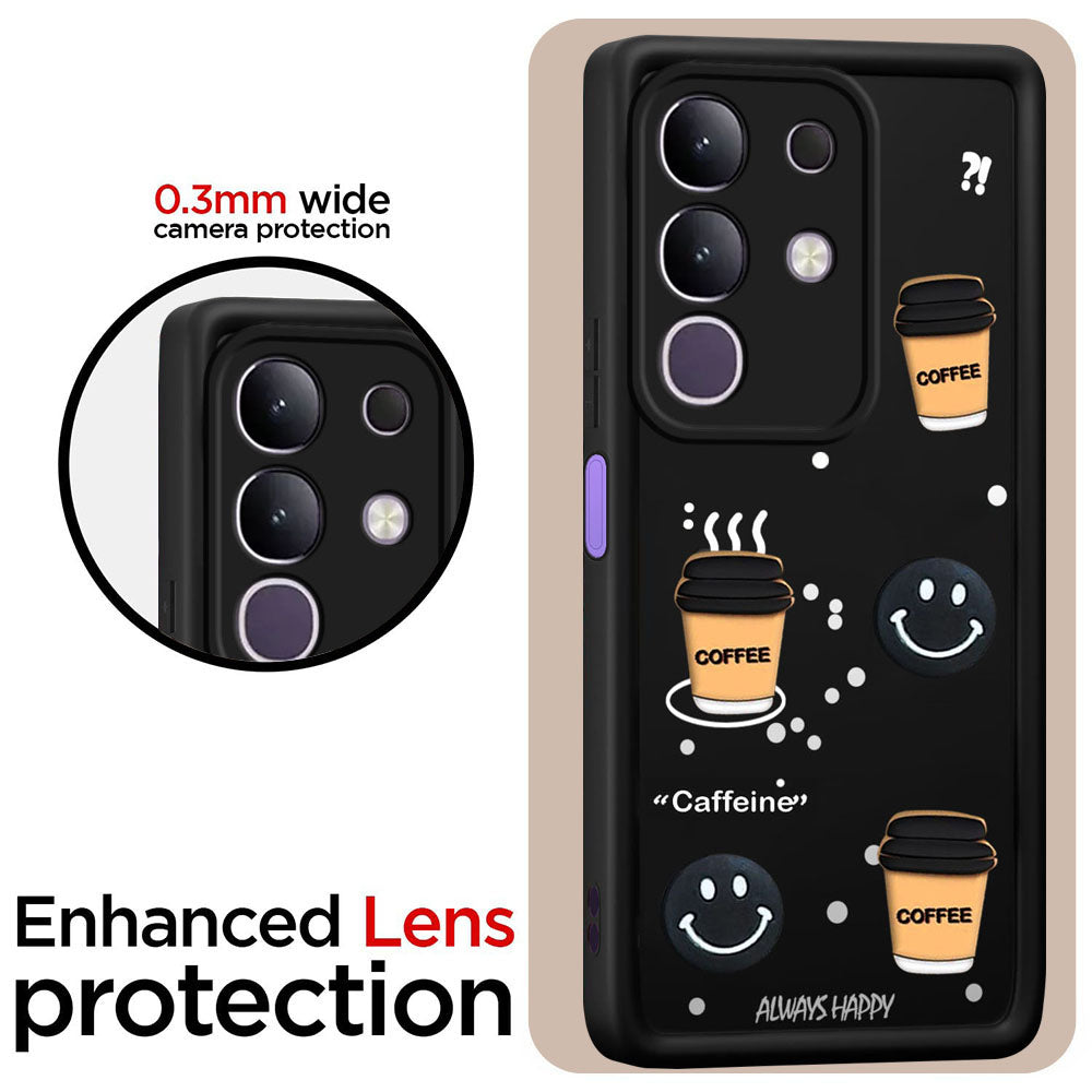 Coffee Mug Theme & Smile Design Back Cover for Vivo T4x 5G / Y29 4G
