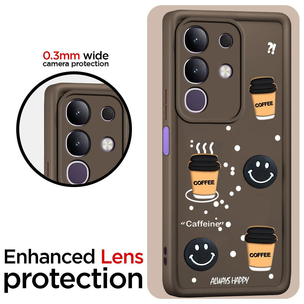 Coffee Mug Theme & Smile Design Back Cover for Vivo T4x 5G / Y29 4G
