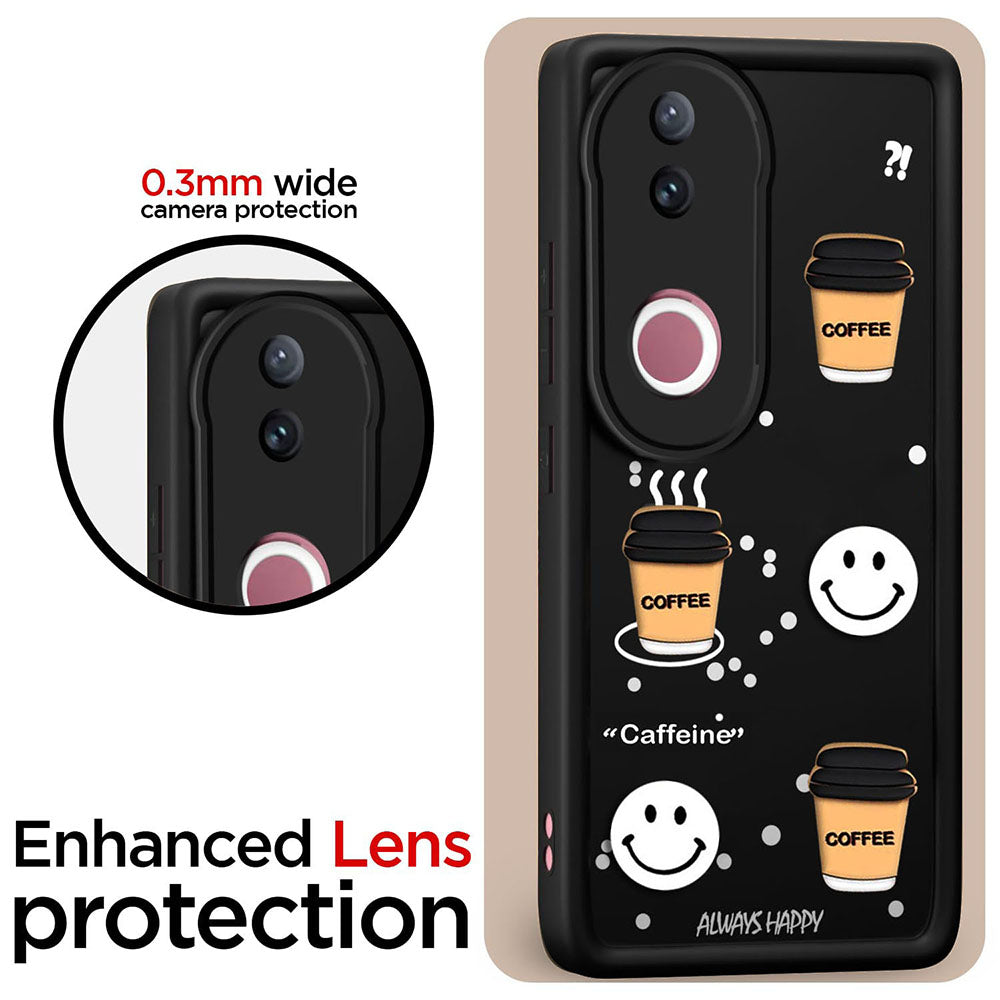 Coffee Mug Theme & Smile Design Back Cover for Vivo V50 5G / V50e 5G