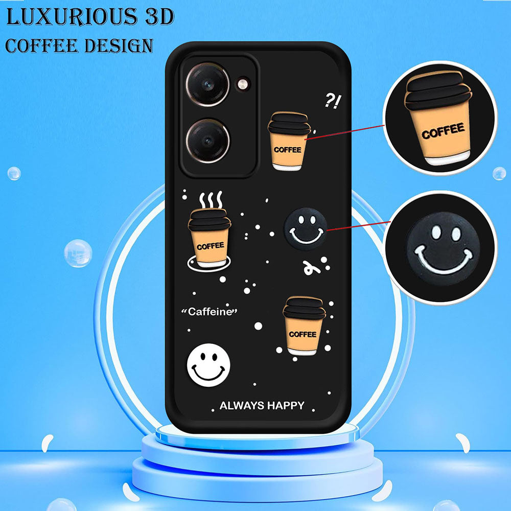 Coffee Mug Theme & Smile Design Back Cover for Vivo Y18 4G / Y18T 4G / Y18e 4G / Y28s 5G / Y28e 5G / Y03 4G / T3 Lite 5G / Z9 Lite 5G