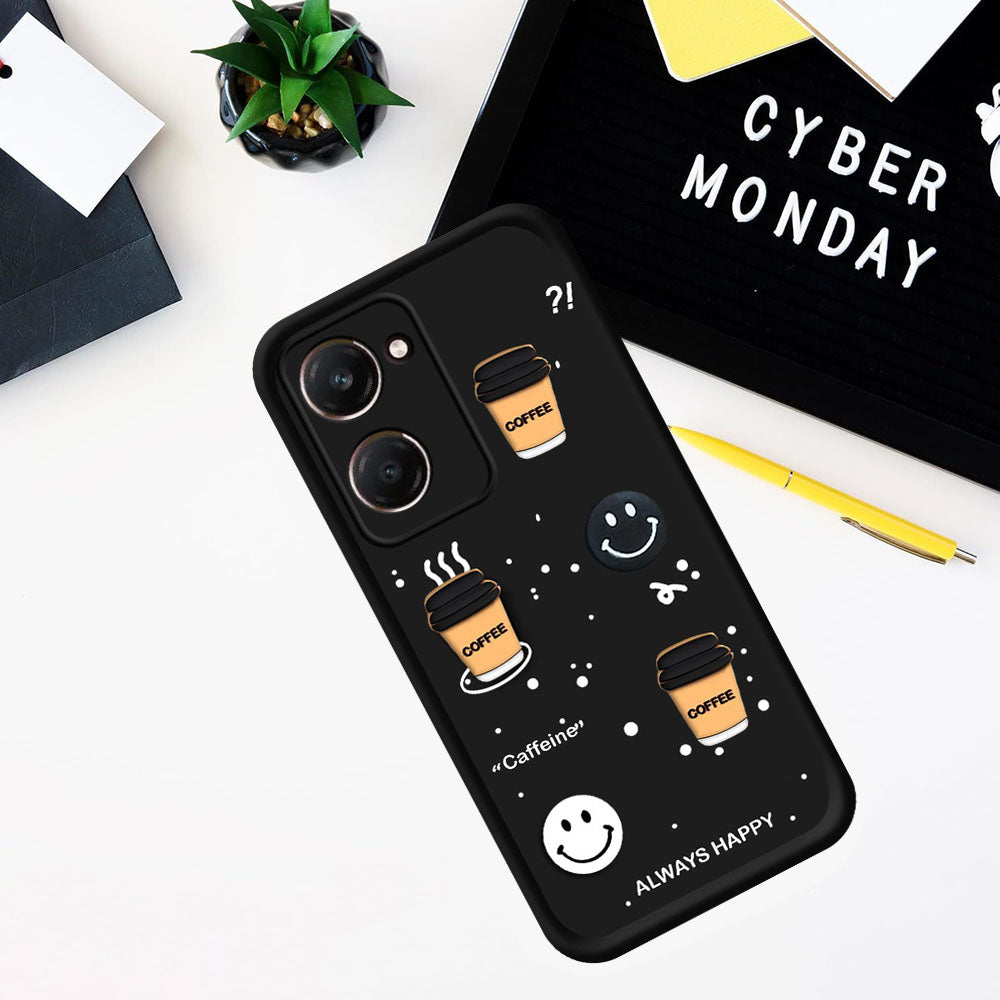 Coffee Mug Theme & Smile Design Back Cover for Vivo Y18 4G / Y18T 4G / Y18e 4G / Y28s 5G / Y28e 5G / Y03 4G / T3 Lite 5G / Z9 Lite 5G