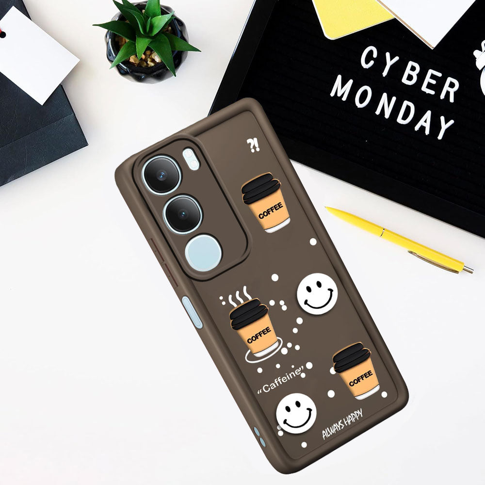 Coffee Mug Theme & Smile Design Back Cover for Vivo Y29 5G / Y19s 4G