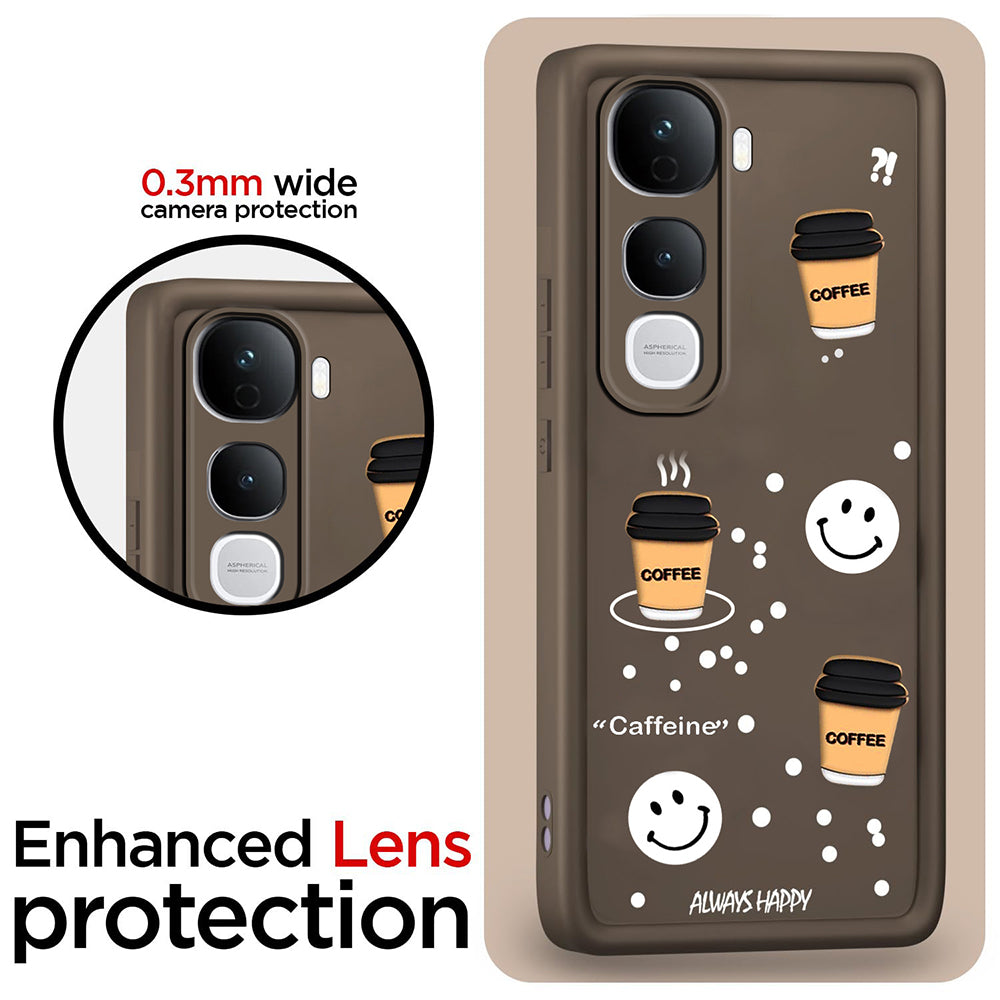Coffee Mug Theme & Smile Design Back Cover for Vivo Y400 Pro 5G