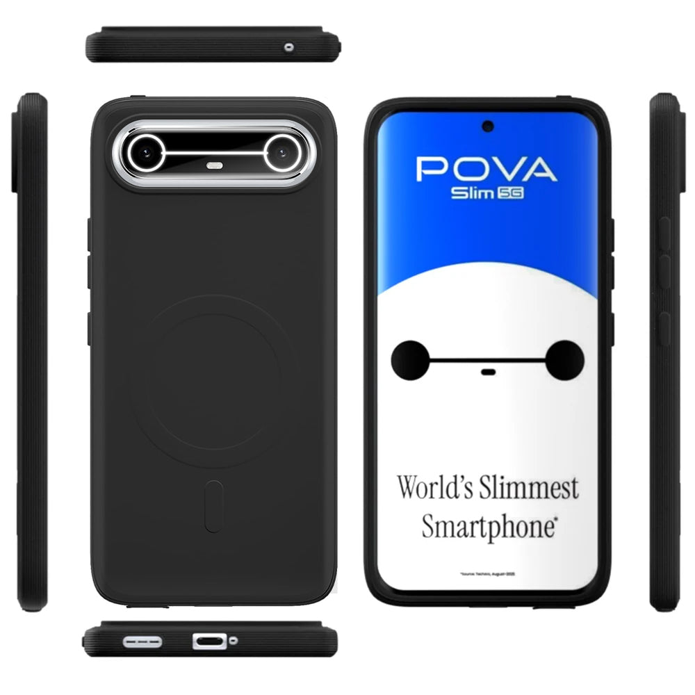 2 MM MagFit Ring Design (Non-Magnetic) Liquid Silicone Case Tecno Pova Slim 5G