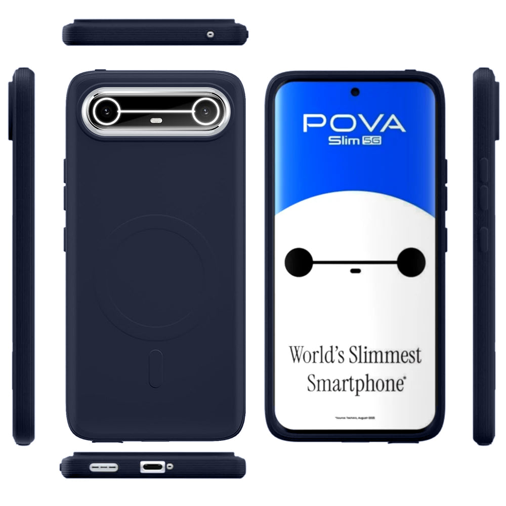 2 MM MagFit Ring Design (Non-Magnetic) Liquid Silicone Case Tecno Pova Slim 5G