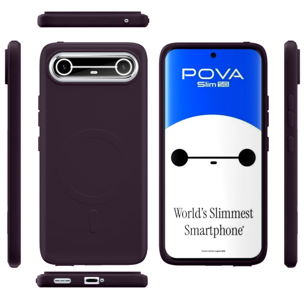 2 MM MagFit Ring Design (Non-Magnetic) Liquid Silicone Case Tecno Pova Slim 5G