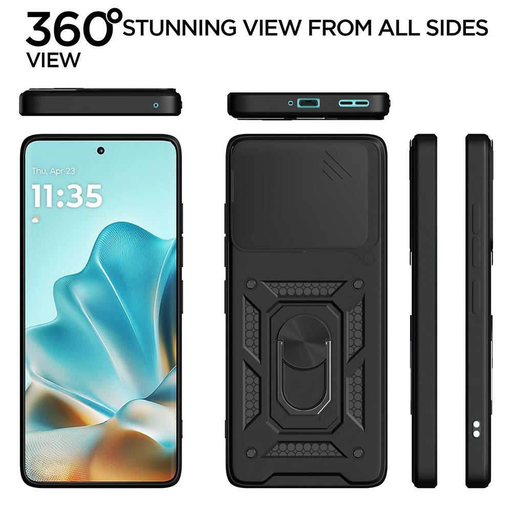 Hybrid Kickstand Sliding Camera Lens Ring Holder Case for Motorola Moto Edge 60 5G / Edge 60 Fusion 5G