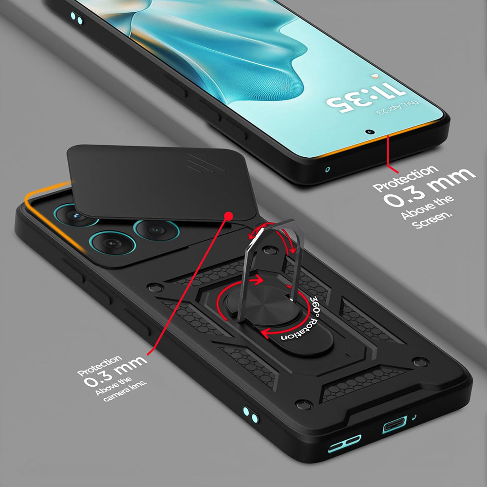 Hybrid Kickstand Sliding Camera Lens Ring Holder Case for Motorola Moto Edge 60 5G / Edge 60 Fusion 5G