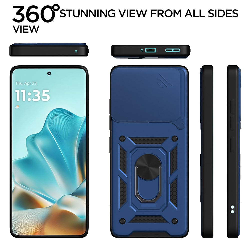 Hybrid Kickstand Sliding Camera Lens Ring Holder Case for Motorola Moto Edge 60 5G / Edge 60 Fusion 5G