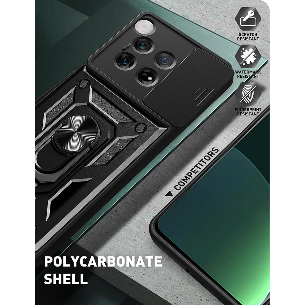 Hybrid Kickstand Sliding Camera Lens Ring Holder Case for OnePlus 12R 5G