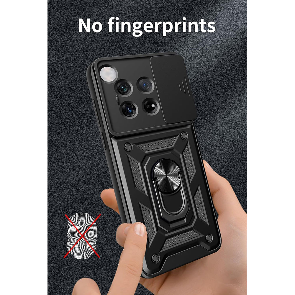 Hybrid Kickstand Sliding Camera Lens Ring Holder Case for OnePlus 12R 5G