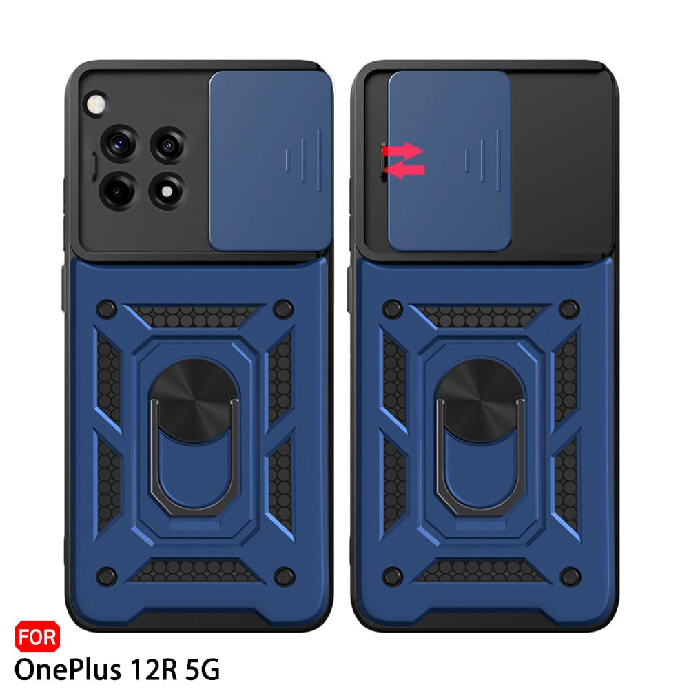 Hybrid Kickstand Sliding Camera Lens Ring Holder Case for OnePlus 12R 5G