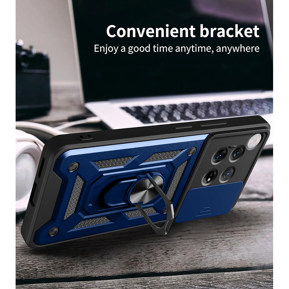 Hybrid Kickstand Sliding Camera Lens Ring Holder Case for OnePlus 12R 5G