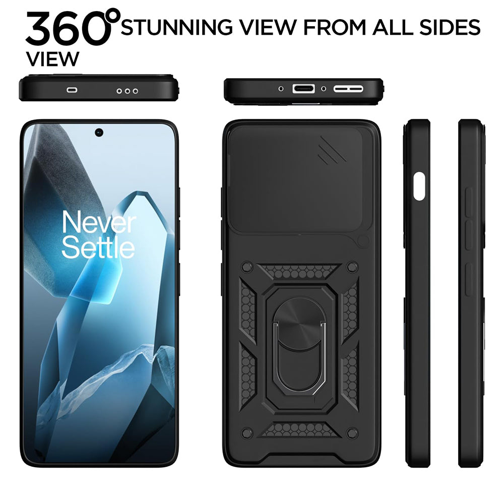 Hybrid Kickstand Sliding Camera Lens Ring Holder Case for OnePlus 13 5G