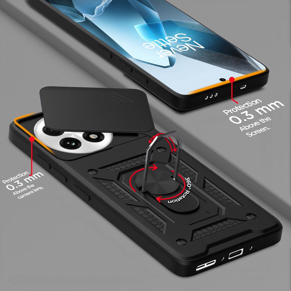 Hybrid Kickstand Sliding Camera Lens Ring Holder Case for OnePlus 13 5G