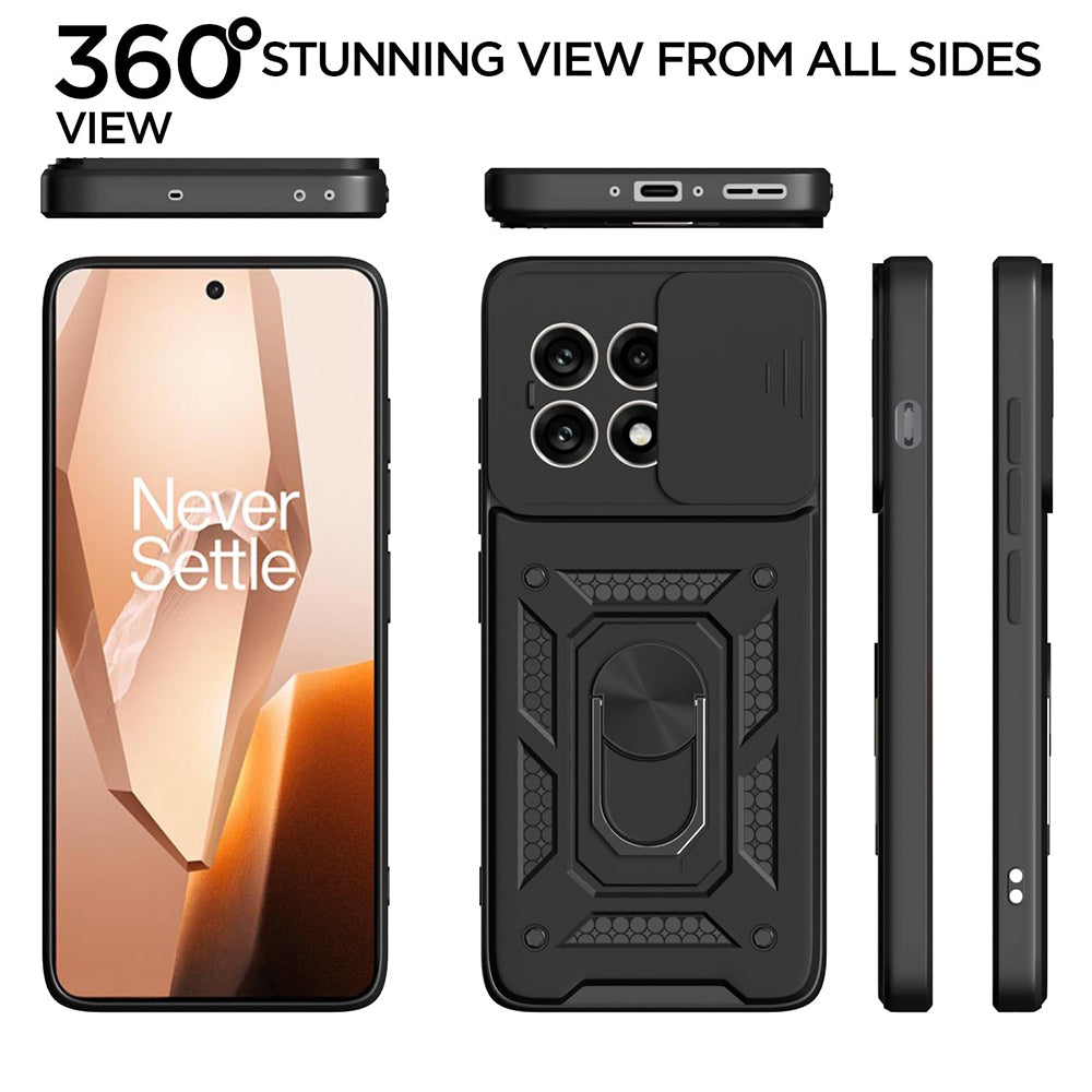 Hybrid Kickstand Sliding Camera Lens Ring Holder Case for OnePlus 13R 5G