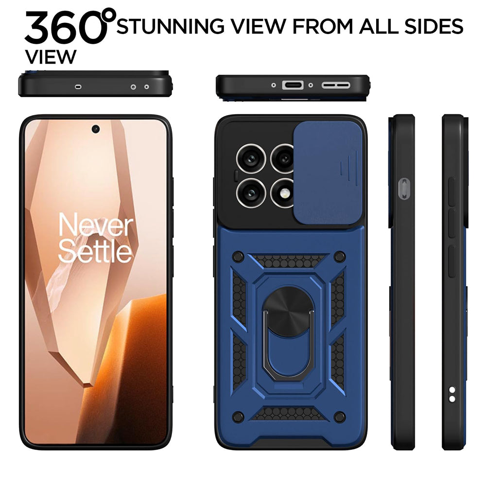 Hybrid Kickstand Sliding Camera Lens Ring Holder Case for OnePlus 13R 5G