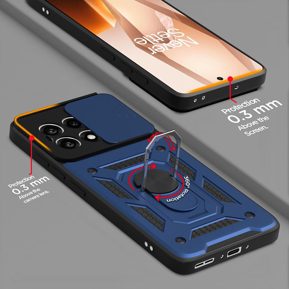 Hybrid Kickstand Sliding Camera Lens Ring Holder Case for OnePlus 13R 5G