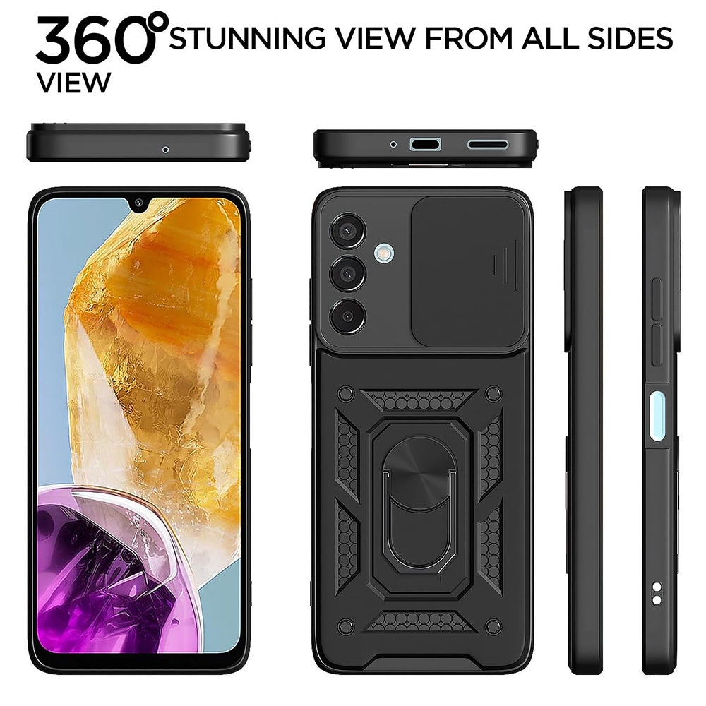 Hybrid Kickstand Sliding Camera Lens Ring Holder Case for Samsung Galaxy M35 5G