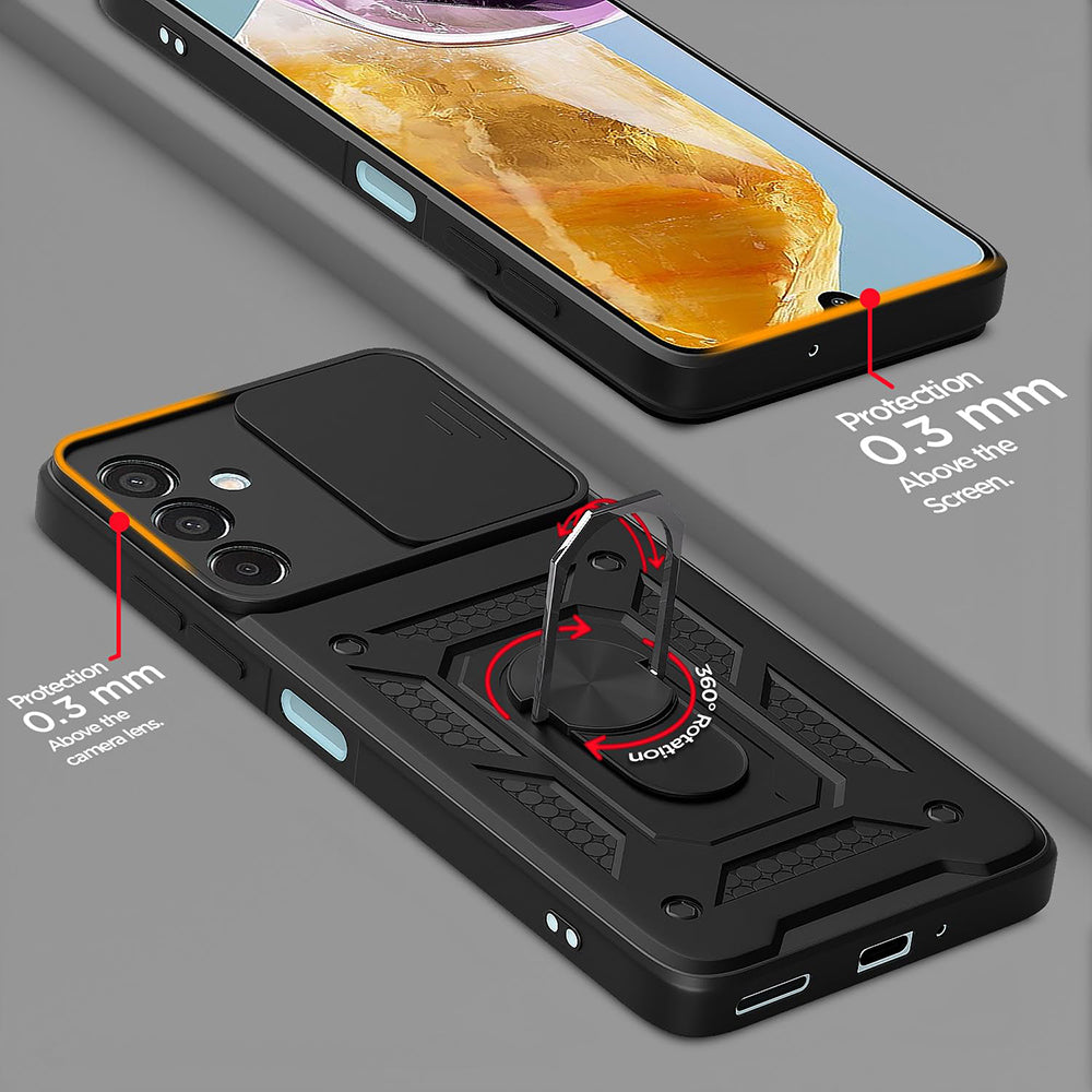 Hybrid Kickstand Sliding Camera Lens Ring Holder Case for Samsung Galaxy M35 5G