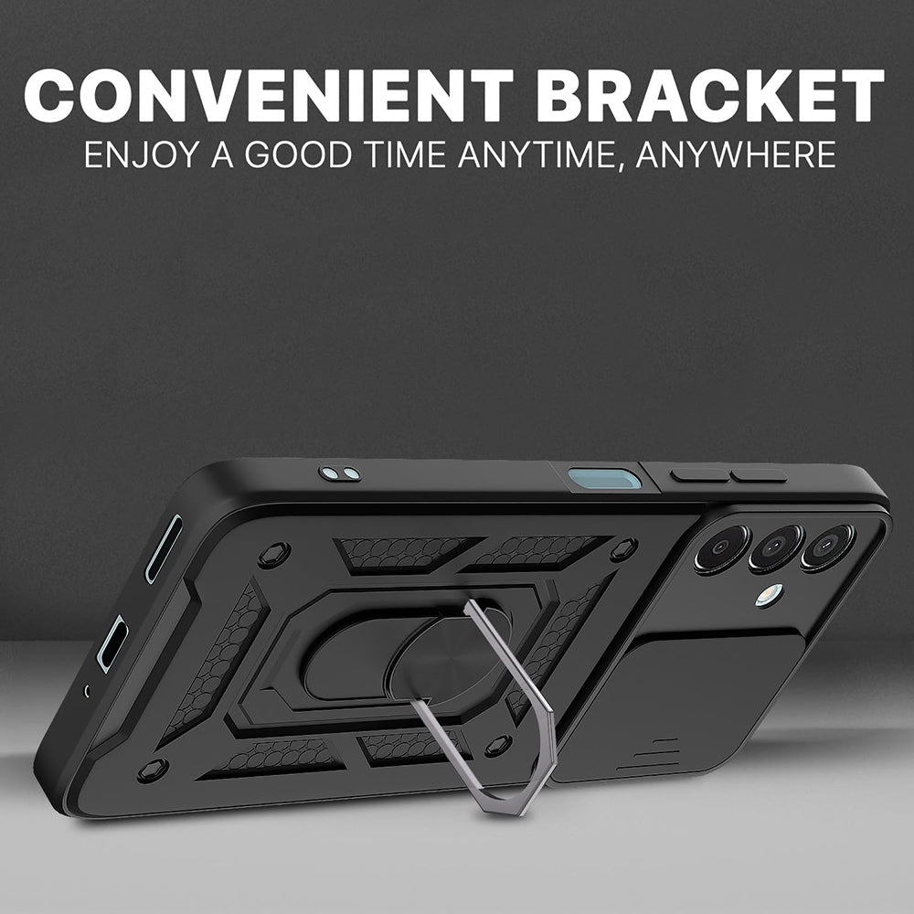 Hybrid Kickstand Sliding Camera Lens Ring Holder Case for Samsung Galaxy M35 5G