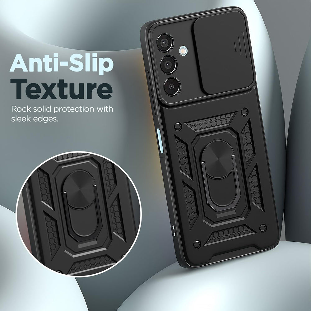 Hybrid Kickstand Sliding Camera Lens Ring Holder Case for Samsung Galaxy M35 5G