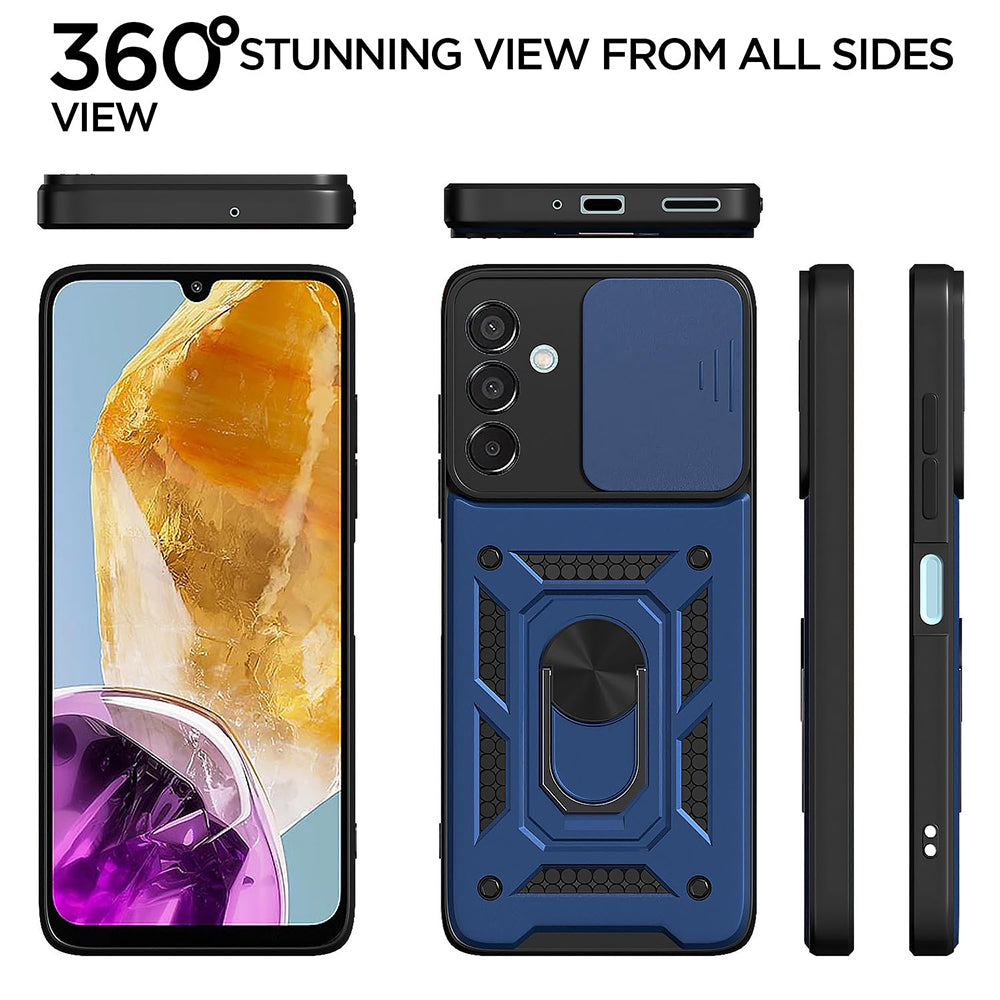 Hybrid Kickstand Sliding Camera Lens Ring Holder Case for Samsung Galaxy M35 5G