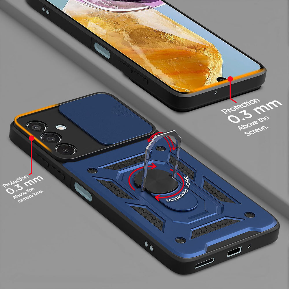 Hybrid Kickstand Sliding Camera Lens Ring Holder Case for Samsung Galaxy M35 5G