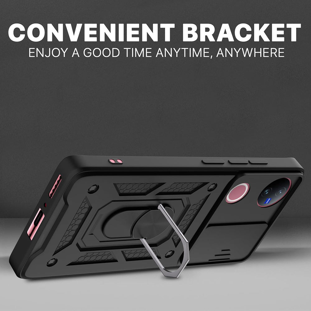 Hybrid Kickstand Sliding Camera Lens Ring Holder Case for Vivo V50 5G / V50e 5G 5G