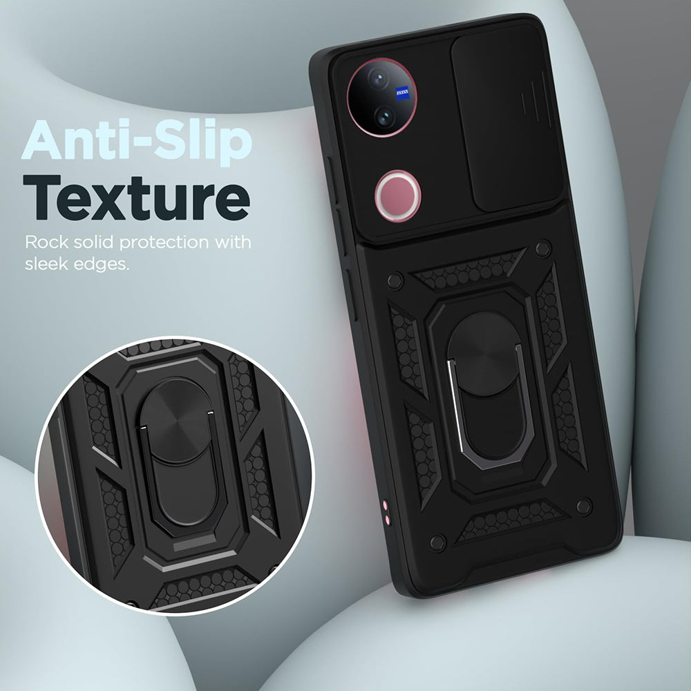 Hybrid Kickstand Sliding Camera Lens Ring Holder Case for Vivo V50 5G / V50e 5G 5G