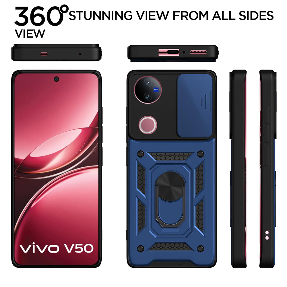 Hybrid Kickstand Sliding Camera Lens Ring Holder Case for Vivo V50 5G / V50e 5G 5G