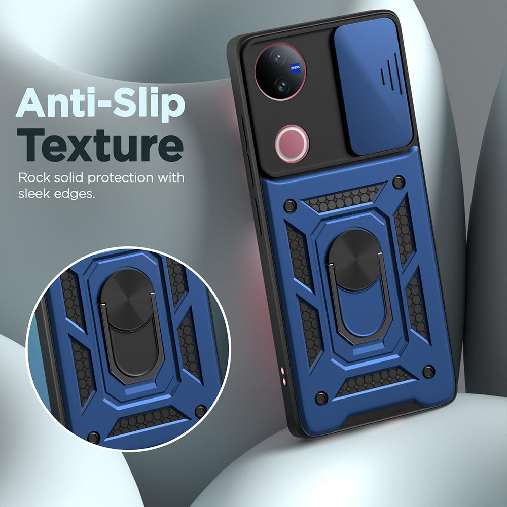 Hybrid Kickstand Sliding Camera Lens Ring Holder Case for Vivo V50 5G / V50e 5G 5G